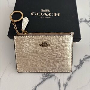 Coach , Metallic ID Card Case with Keyring.